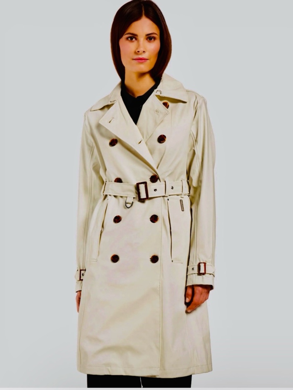 Lauren Ralph Lauren 💯% Cotton Cream Double-Breasted Trench Coat Size L